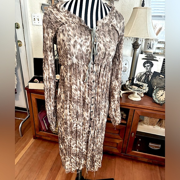 Free People Sheer Leopard Print Button Down Layering Duster Intimates Size P/S - Picture 11 of 13